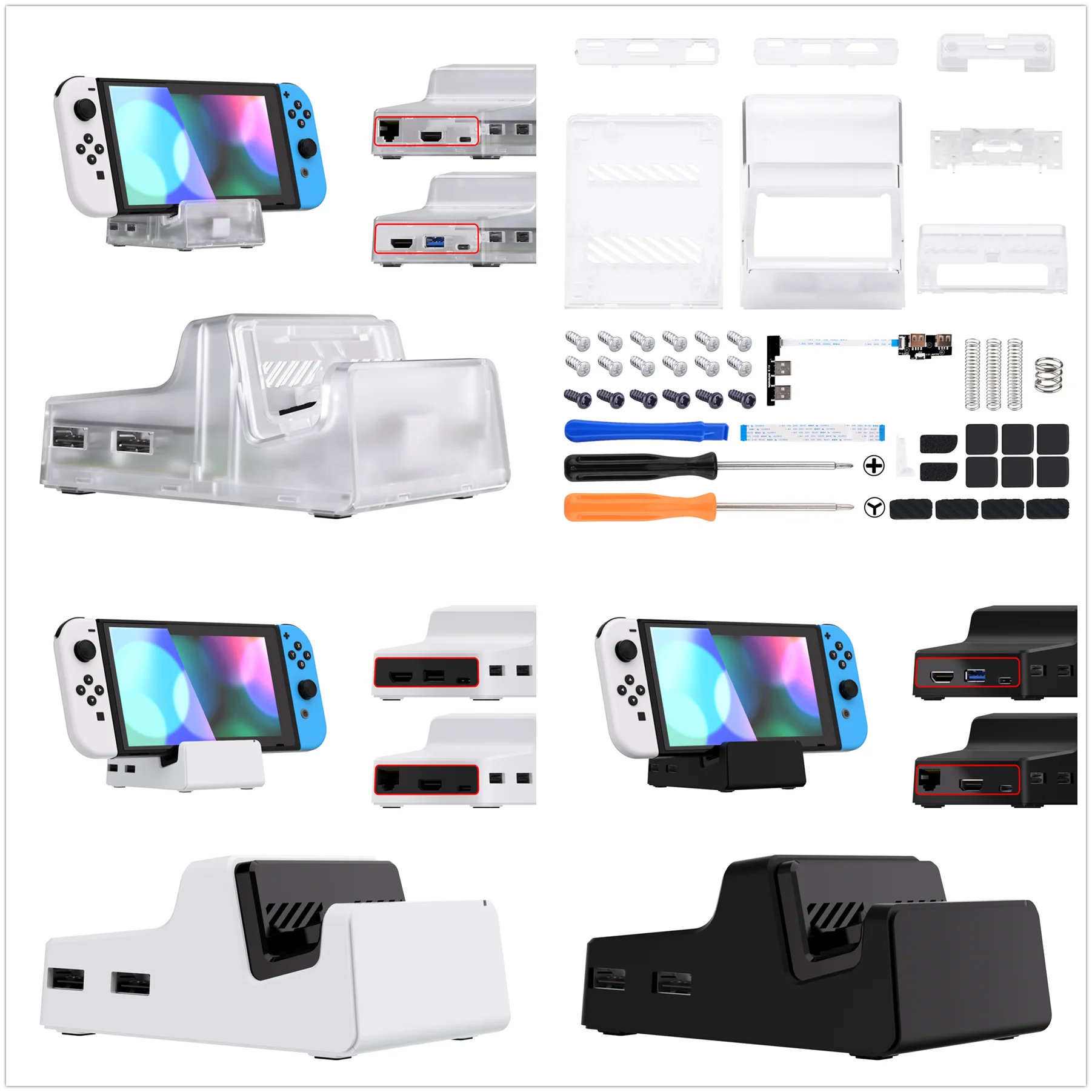 Extremerate Airydocky Kit Fai Da Te Custodia Di Ricambio Per Nintendo Switch Dock, Mini Dock Shell Cover Portatile Per Nintendo Switch Oled