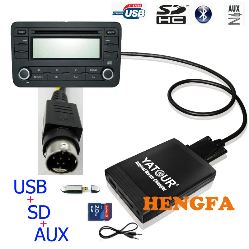 Yatour Car Digital Music Changer Usb Mp3 Aux Adattatore Per Volvo Sc-Xxx Radio Mini Din Yt-M06