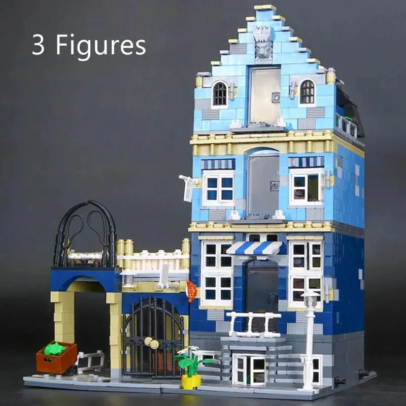 1248 Pcs Market Street Compatibile 10190 15007 30013 Building Blocks Mattoni Compleanno Regali Di Natale Giocattoli