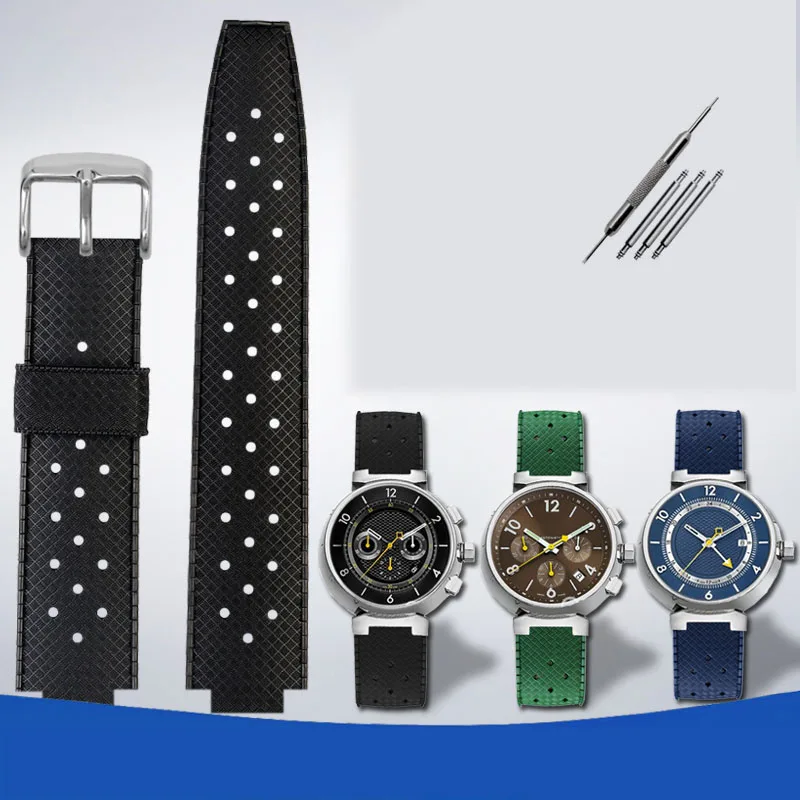Cintura Per Orologio In Gomma Da 20*11Mm Per Lv Tambour Series Smart Watch Rimontato Accessori Per Cinture Per Orologi In Silicone Convesso Maschio E 