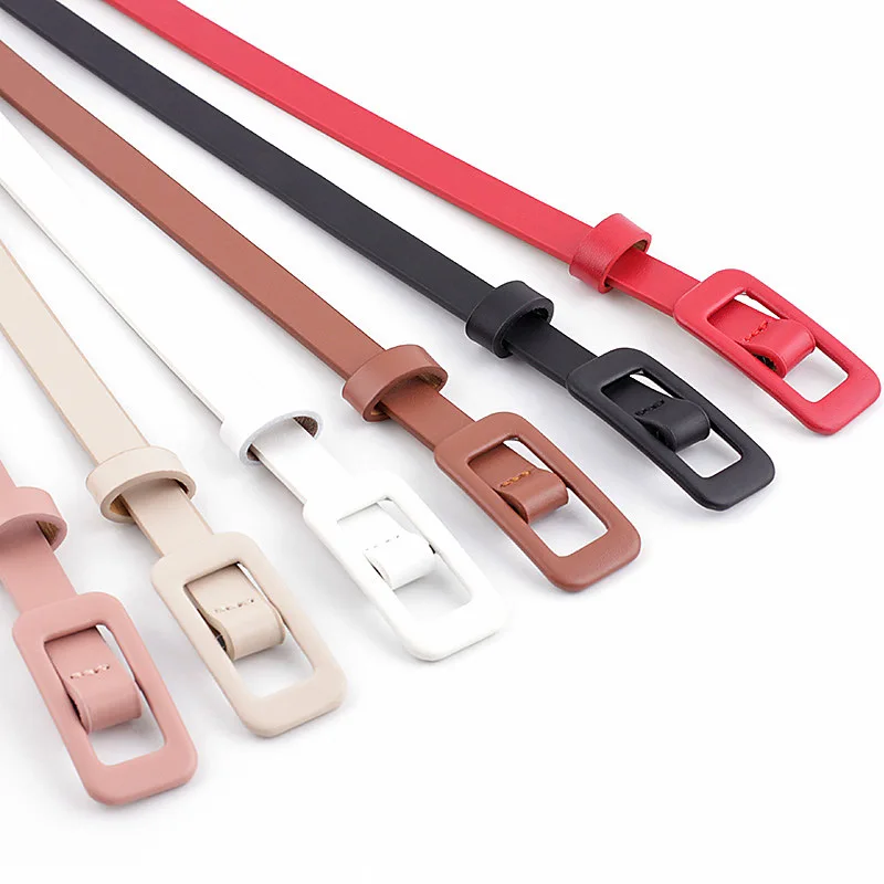 New Solid Ladies Belt Fashion Square Buckle Cinture Per Le Donne Jean Dress Needdleless Punch Cintura Sottile Decorativa Ceinture Femme Riem