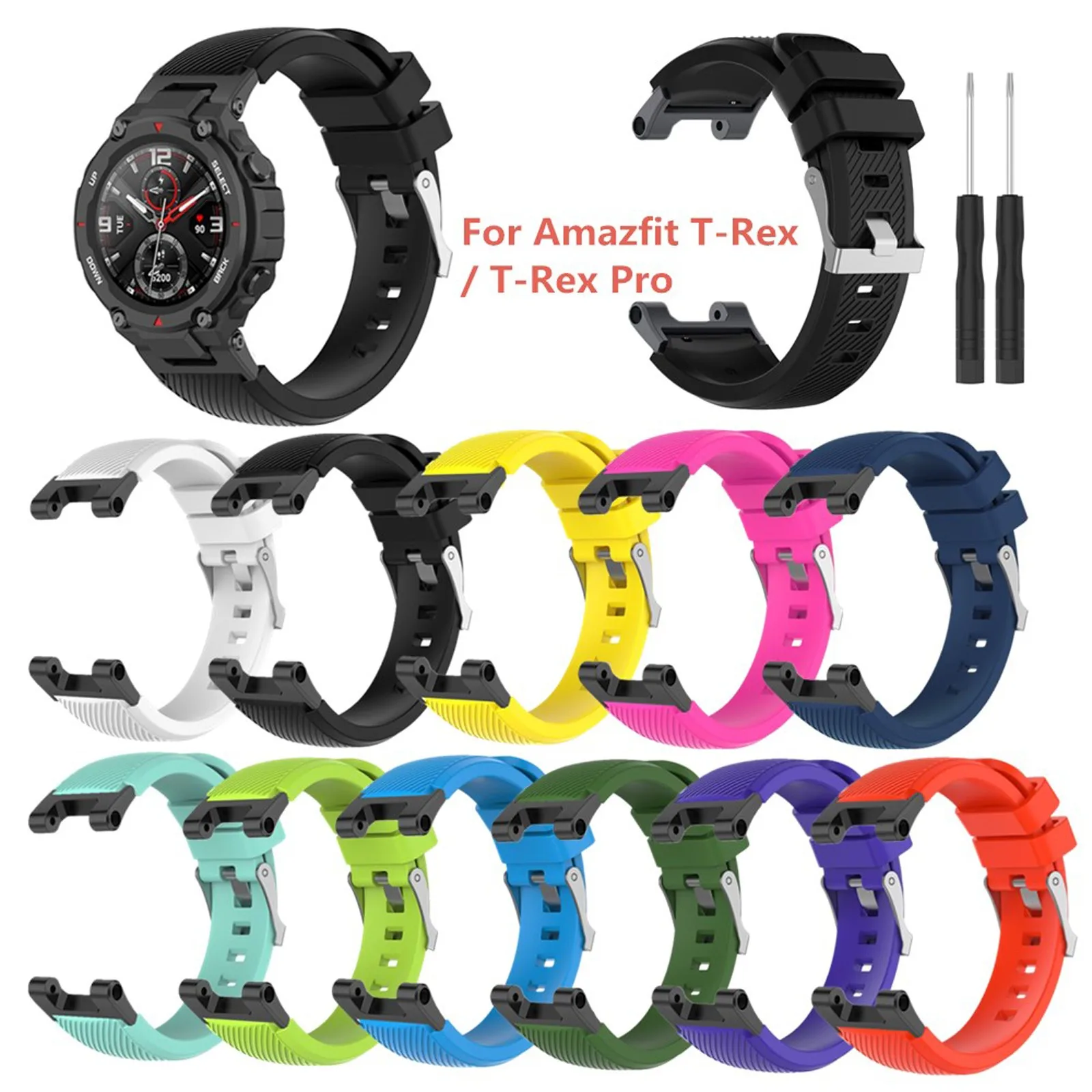 Cinturino In Silicone Per Huami Amazfit T-Rex /T-Rex Pro Cinturino In Silicone Cinturino In Tinta Unita Cinturini Smart Watches Bands
