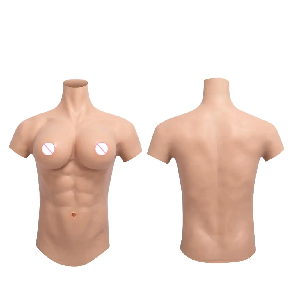 Tuta Muscolare In Silicone Con Tette Grandi Femminili Realistiche Forme Del Seno Finto D Cup Addominale Cosplay Crossdresser Drag Queen Costumes