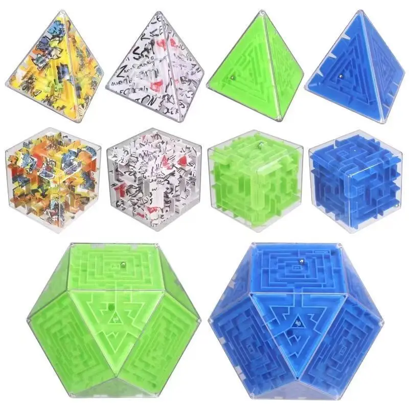 Mini Burn Brain Color 3D Puzzle Cube Maze Box Bead Magic Game Intelligent Educational Pocket Fingertip Toy Gift For Kid Adult