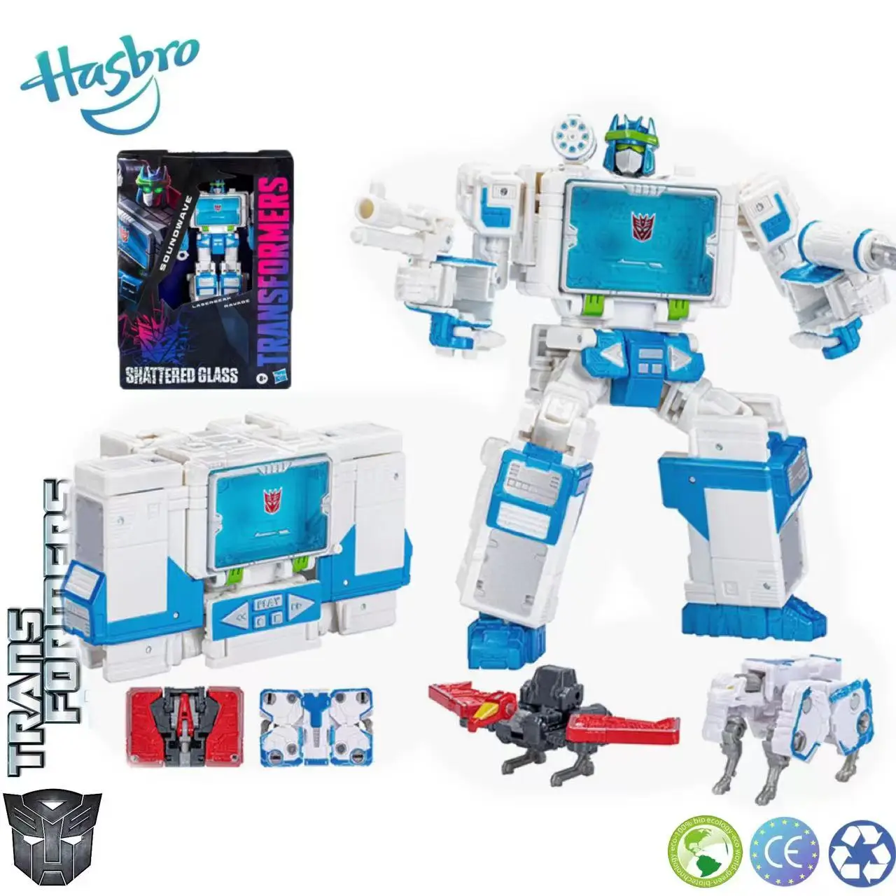 Novità Transformers Vetro Frantumato Soundwave Soundwave Laserbeak Ravage 18Cm Voyager Class Original Action Figure Kid Toys Gift