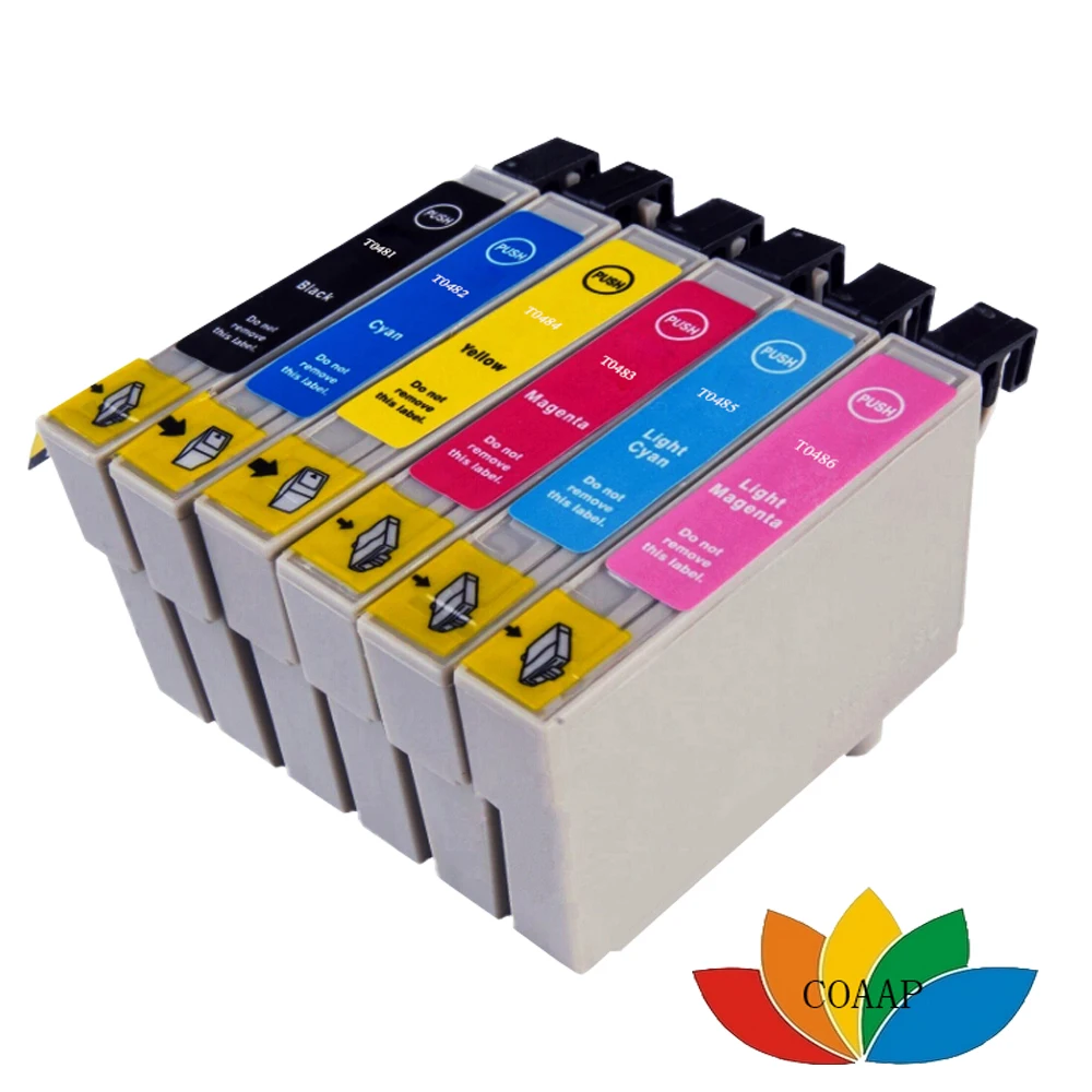 6X Compatibile T0487 T0481-T0486 Cartuccia Di Inchiostro Per Epson Stylus Photo Rx590 R200 Rx600 R300 R340 Rx500 Stampante