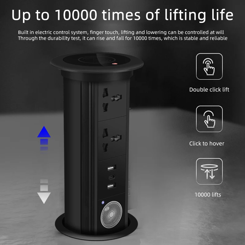 Presa Pop-Up Automatica Herepow Eu Fr Uk Us Adattatore Per Spina Standard Universale Type-C Usb Bluetooth Audio Lift Elettrodomestico Intelligente