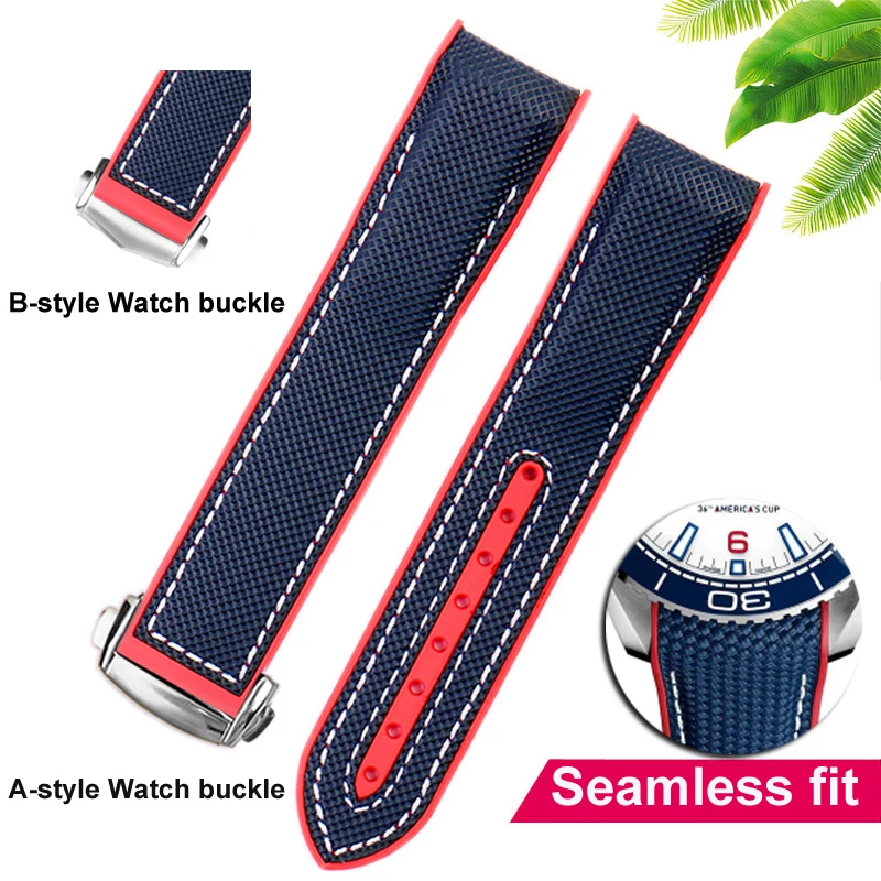 Per Omega Strap Seamaster 300 Speedmaster 8900 Marine Cavalluccio Marino Diving600 American Cup Limited Edition Series Silicone Strap20 22