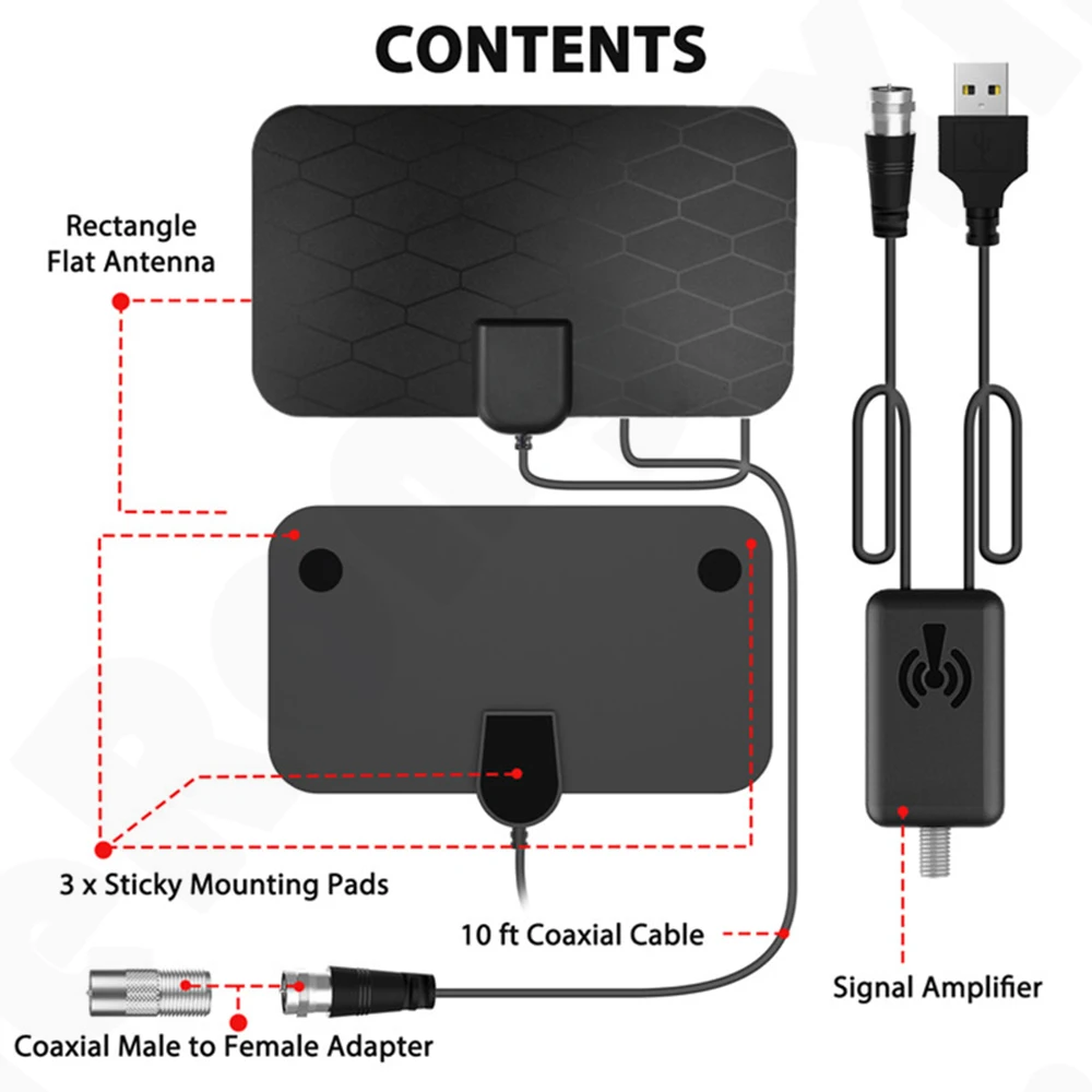 4K Hdtv Tv Digitale Antenna Ad Alta Definizione Con Amplificatore 29 Dbi Vhf Uhf Per Tv Set-Top Box Booster Dvb-T2 Tv Box Antenna Interna