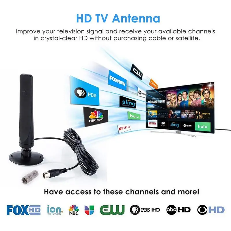 1080P Indoor Digital Tv Antenna Booster Segnale Attivo Ricevitore Amplificatore Antenna Tv Hdtv Mini Dvb-T2 Antenna 3.0M