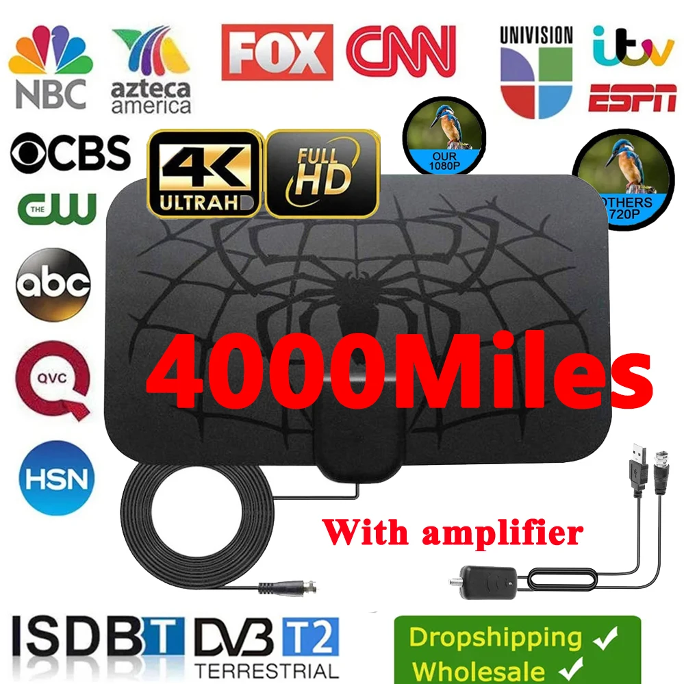 Antenna Tv Digitale Per Ricevitore Tv Globale Per Interni Amplificatore Di Segnale Dvb T2 Booster Per Smart Tv Rv Antenna Per Auto 4K Channel Free