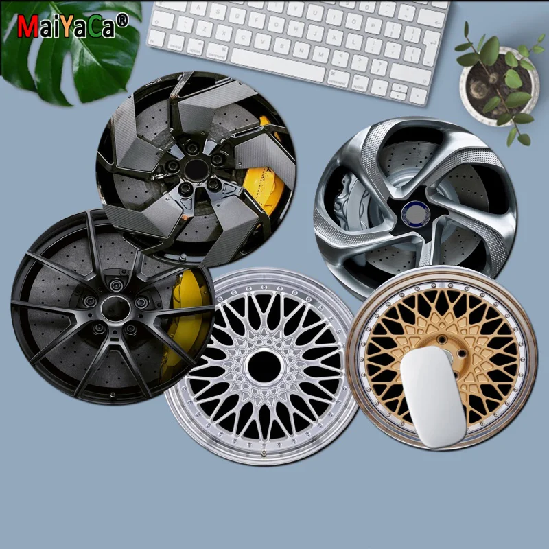 Maiyaca I Tuoi Tappetini Cool Car Wheels Laptop Personalizzato Gaming Round Mouse Pad Gaming Mousepad Tappeto Per Pc Laptop Notebook