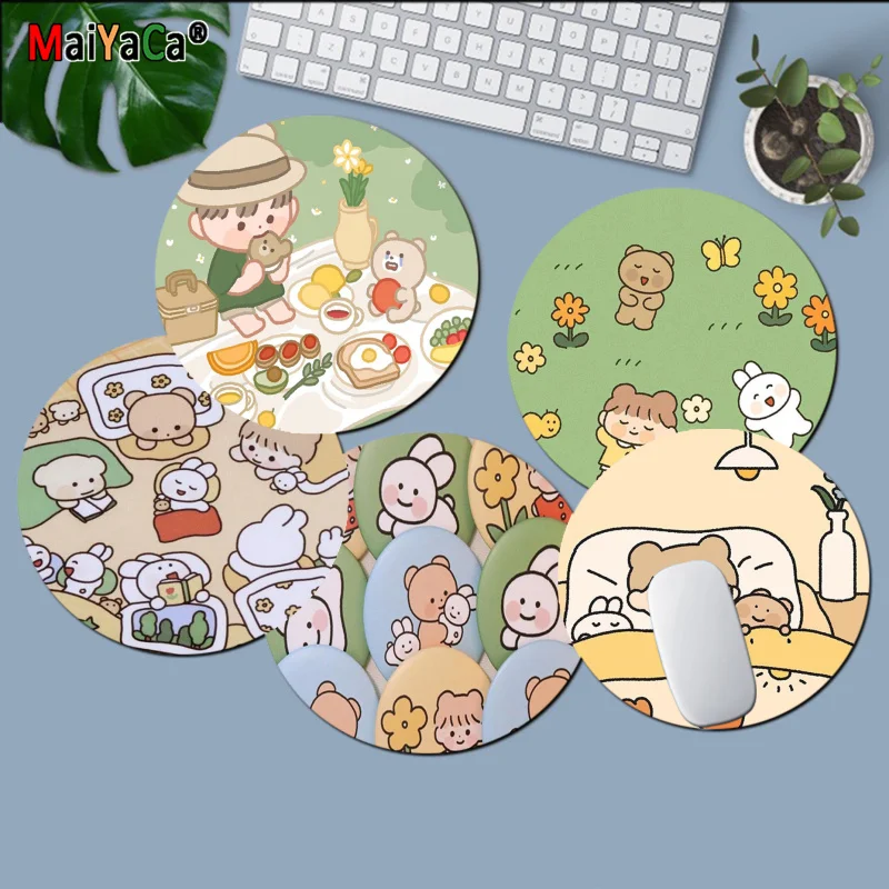 Maiyaca Top Quality Cute Cartoon Girl Custom Laptop Gaming Round Mouse Pad Gaming Tappetino Per Mouse Per Pc Laptop Notebook