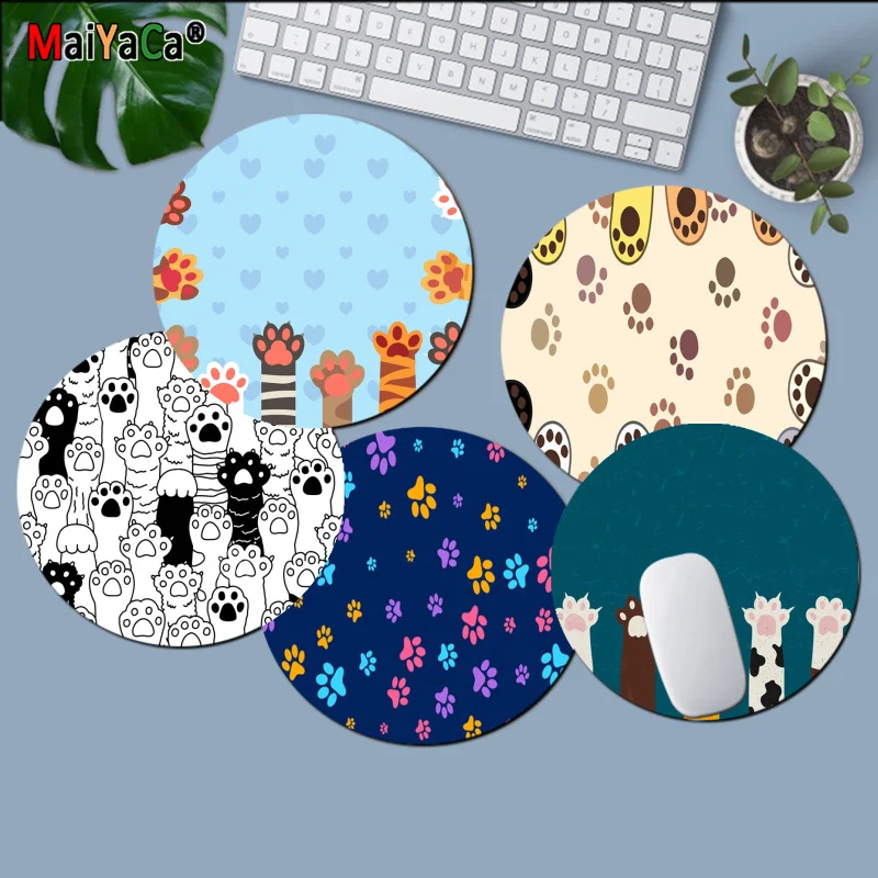Maiyaca New Design Cats Paw Custom Laptop Gaming Round Mouse Pad Gaming Tappetino Per Mouse Per Pc Laptop Notebook