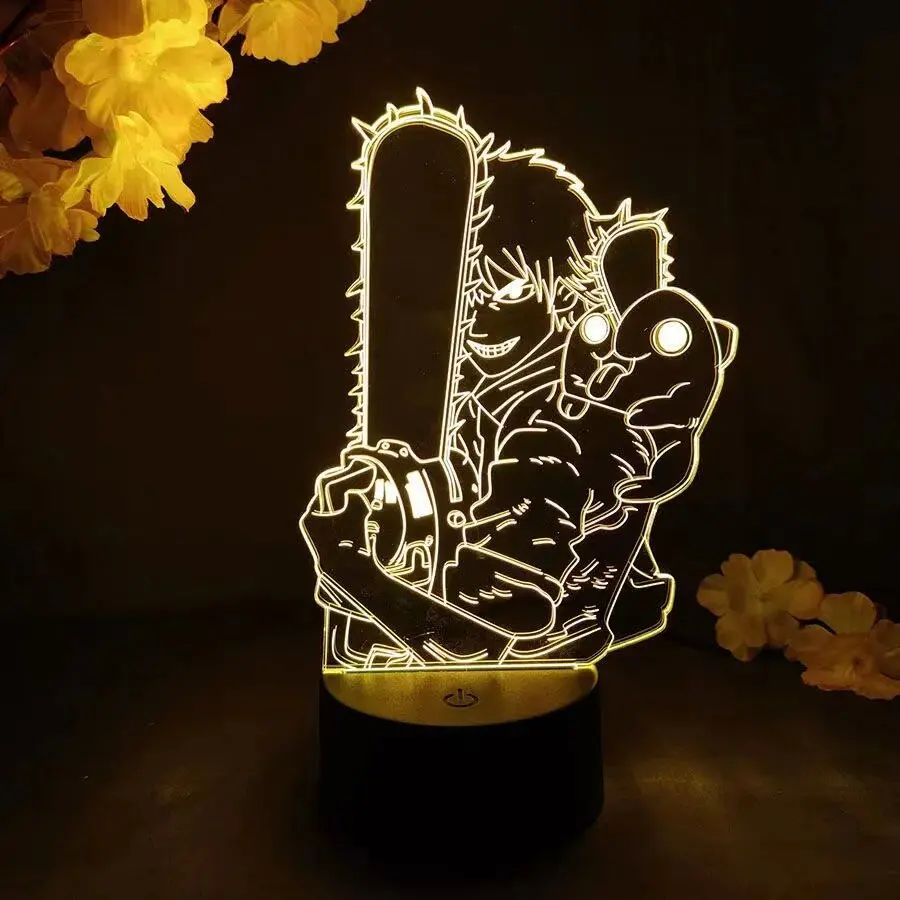 3D Led Lamp Anime Chainsaw Man For Bedroom Decoration Nightlight Kids Birthday Gift Manga Chainsaw Man Led Night Light