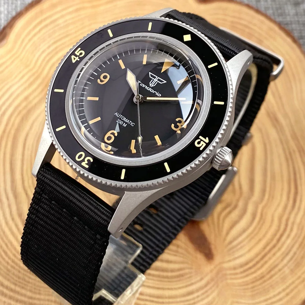 Dive Domed Sapphire Glass Vintage Fathoms Watch Diver Orologio Meccanico Men S Nh35 Orange Hand Sandblast