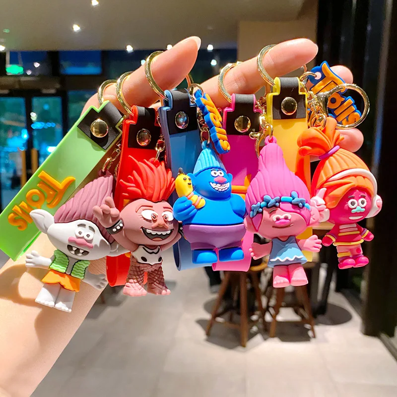 Lovely Trolls Figure Toy Poppy Branch Biggie Diamond Smidge Cloud Guy Con Capelli Lunghi Portachiavi Mini Model Dolls Regalo Di Compleanno Per Bambini