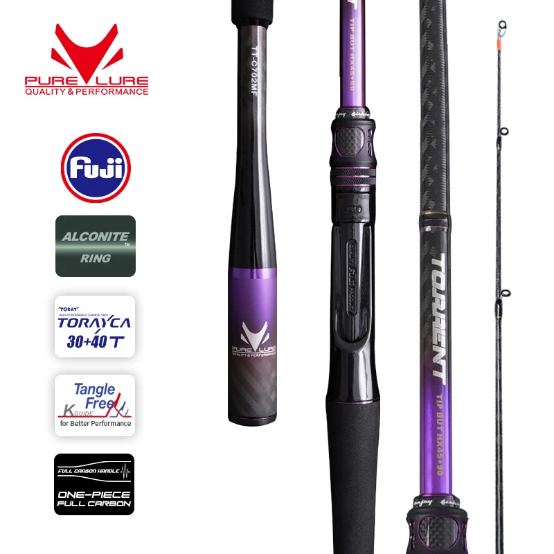 Purelure Torrent All Fuji General Lure Rod High Carbon Long Casting Spinning Casting Canna Da Pesca Fuji Alconite Ring Reel Seat