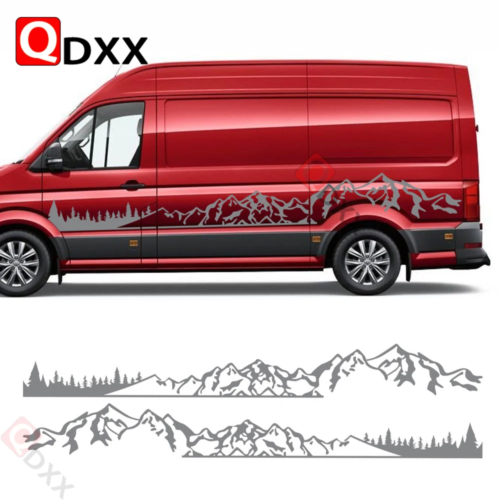 2 Pezzi Lotto Adesivi Per Auto Camper Camper Van Strisce Fai Da Te Decalcomanie Grafiche Di Montagna Per Volkswagen Vw Crafter Tuning Accessori