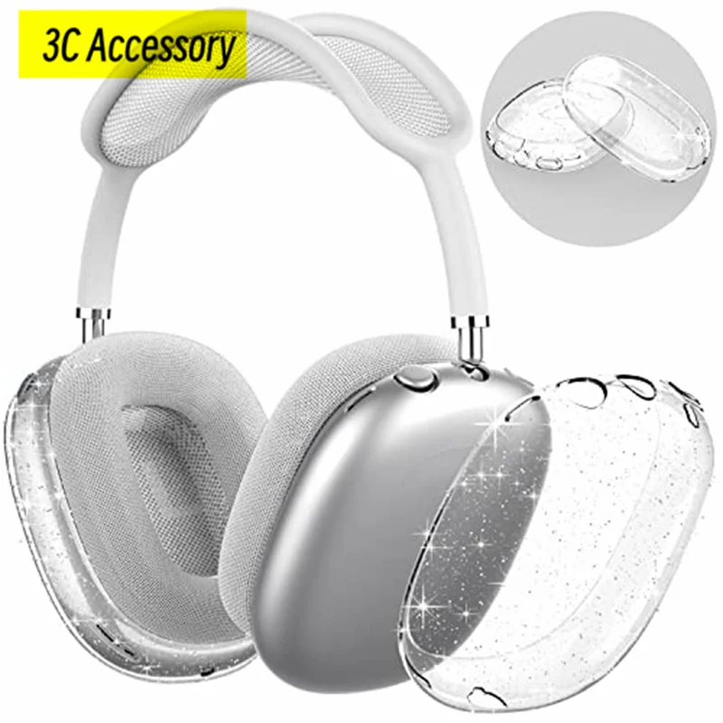 Per Airpod Max Custodia 3D Glint Custodia Trasparente Custodia Protettiva Antigraffio Morbida Per Apple Air Pods Max Accessori Per Cuffie