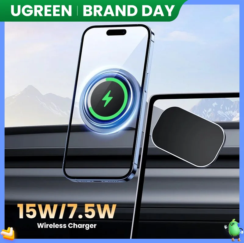Caricabatterie Wireless Per Supporto Magnetico Per Auto Ugreen Per Iphone 15 14 13 12 Pro Max Ricarica Per Supporto Per Auto Magsafe Per Modello Tesla