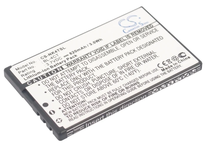 820Mah Bl-4Ct Batteria Per Nokia 6700 Supernova 7310 S 6700 Slide 6600F 7210 Supernova 7210 S 7212C 7310C 6600 Volte 5310 X3 7210C
