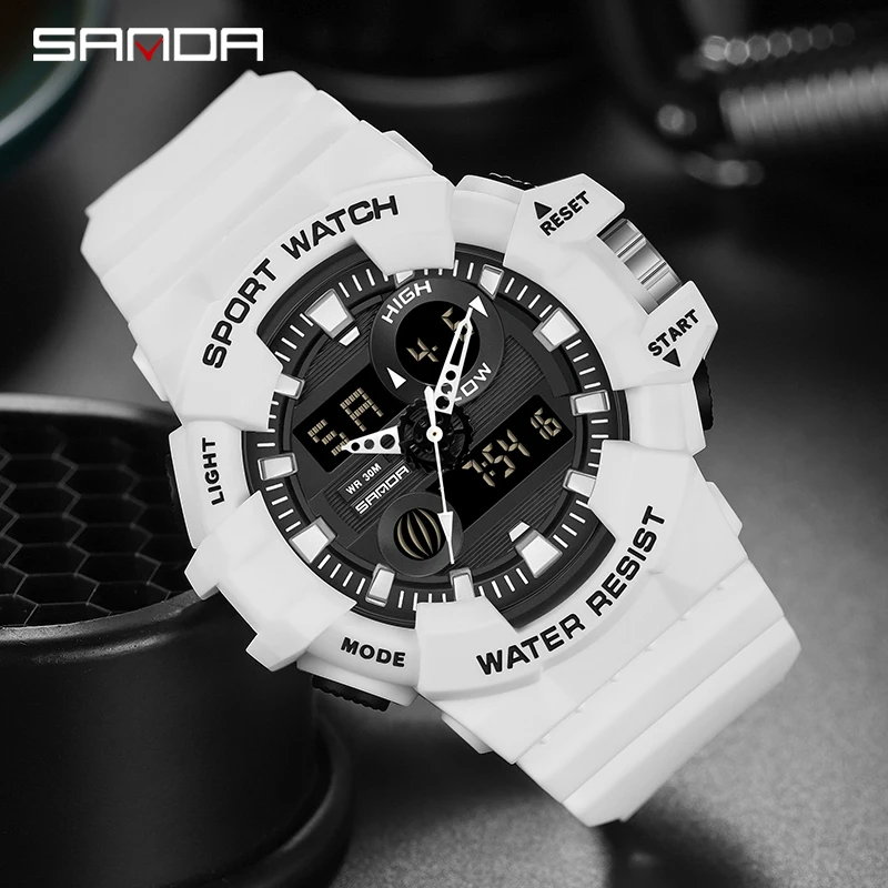 Sanda Orologi Da Uomo White Outdoor Sport Watch Led Digital Waterproof Casual Watch Orologio Militare Maschile Relogios Masculino Watch Man