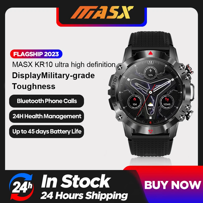 Masx Kr10 Smart Watch 1.39 ''Display Ad Altissima Definizione 450Mah Bluetooth Call Orologio Sportivo Impermeabile Con Tenacità Di Grado Militare
