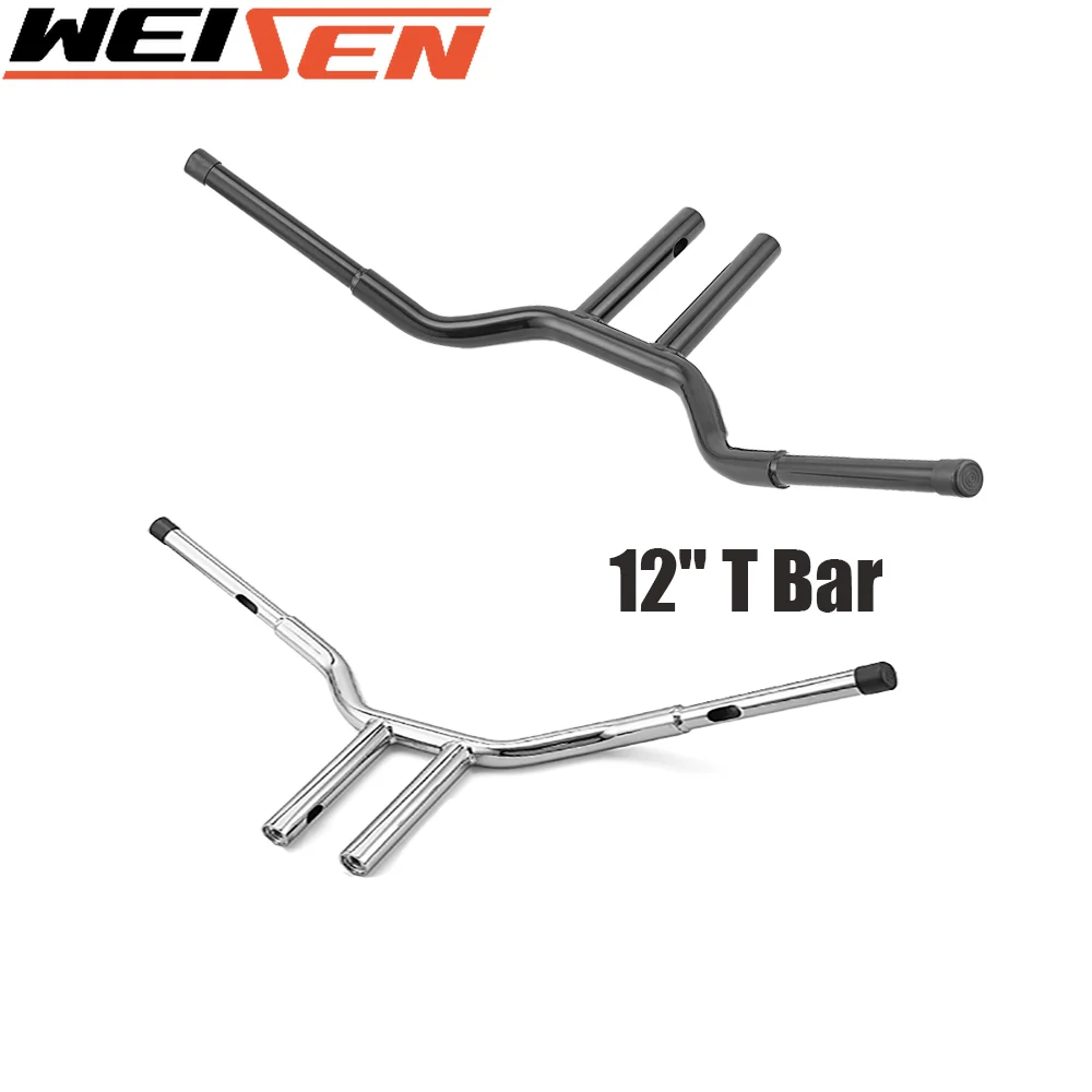 12 "Rise T-Bar 1-1/4" Manubrio Moto Drag Bar 25Mm Per Harley Davidson Dyna Softail Sportster 1996-2023 Cromato