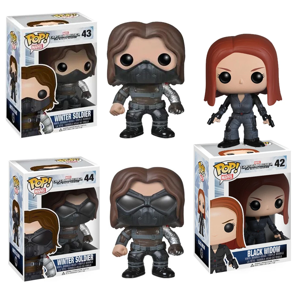 Funko Pop Captainamerica Black Widow #42 Winter Soldier #43 #44 Vinyl Figure Doll Model Toys