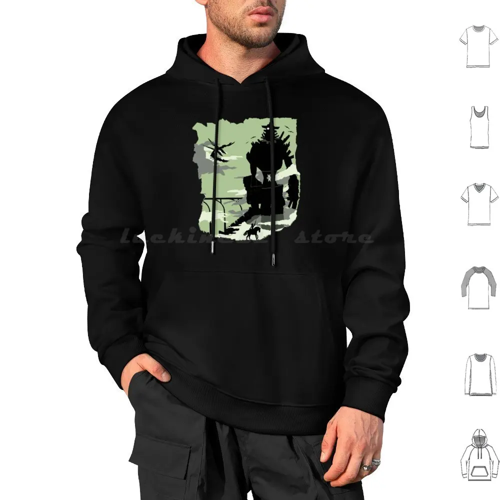 Silhouette Del Colossus Felpe Con Cappuccio Manica Lunga Silhouette Del Colossus Shadow Of The Colossus Retro Gaming Geek