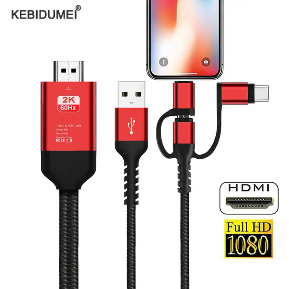 Adattatore Per Cavo Hdmi Usb C/Per Ios /Micro Usb A Hdmi-Compatibile Hd Tv Projector Convertitore Adattatore Audio Video Per Iphone Samsung