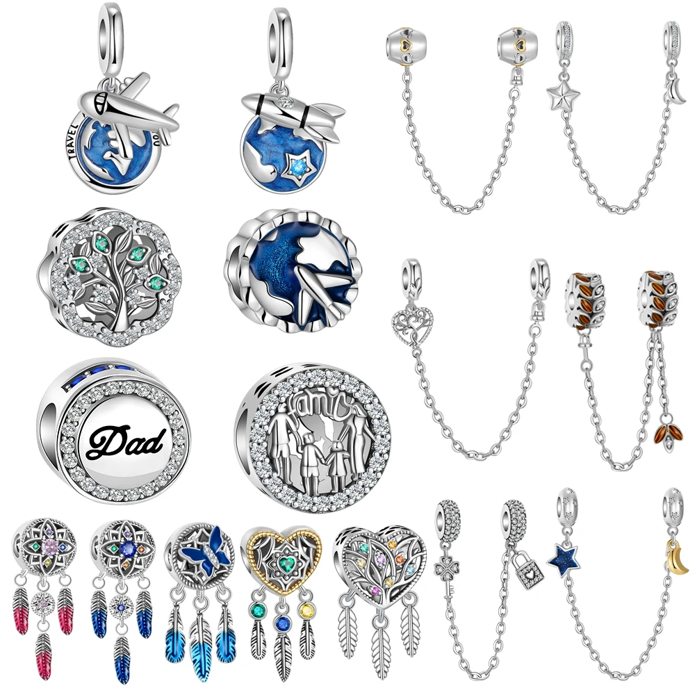Perline Fit Pandora 925 Braccialetto Originale Family Life Tree Space Vehicle Jewelry Joyas Plata De Ley 925 Autentica Bead