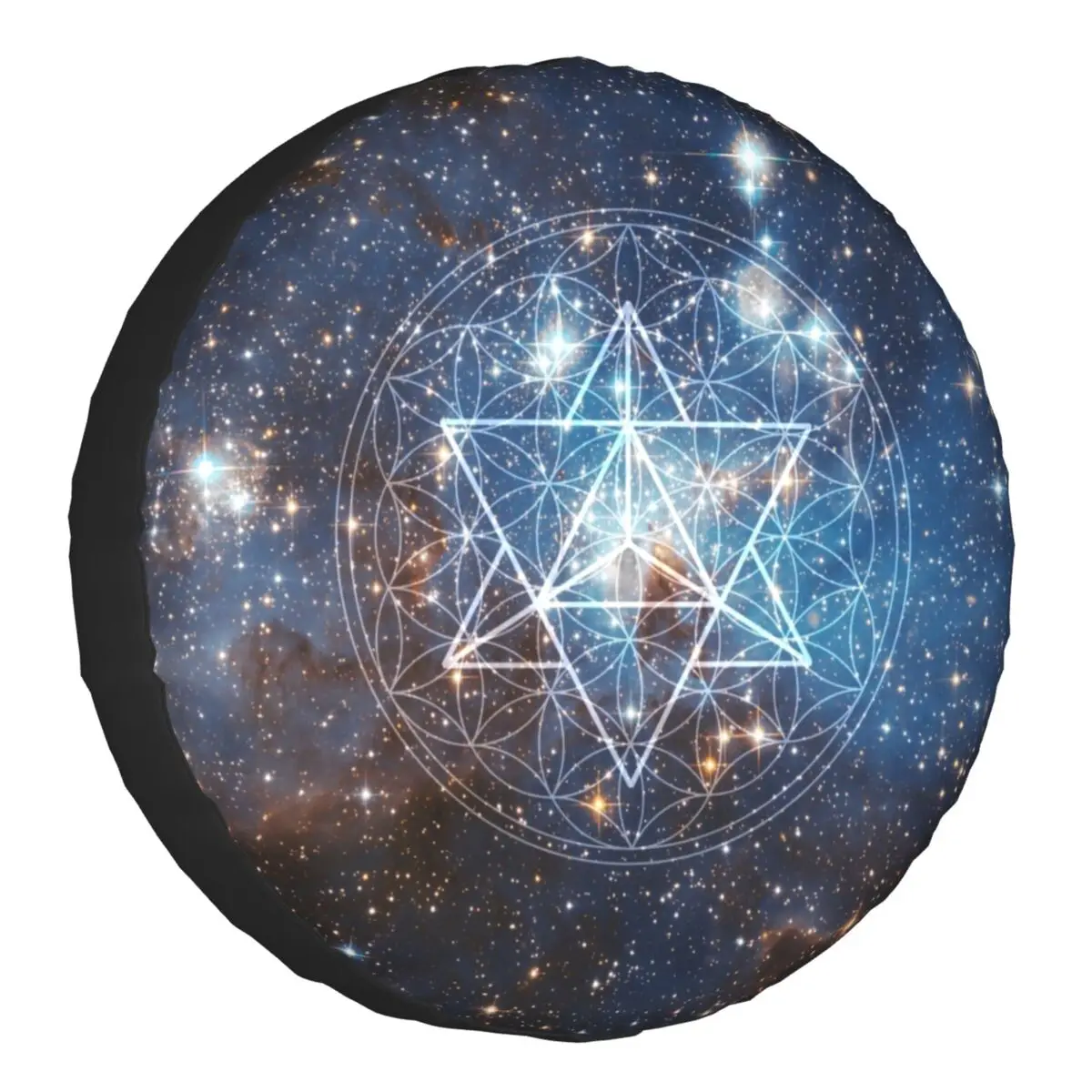 Merkaba In Flower Of Life Spare Tire Cover Sacred Space For Jeep Suv Rv Car Wheel Protectors Accessories 14" 15" 16" 17" Inch