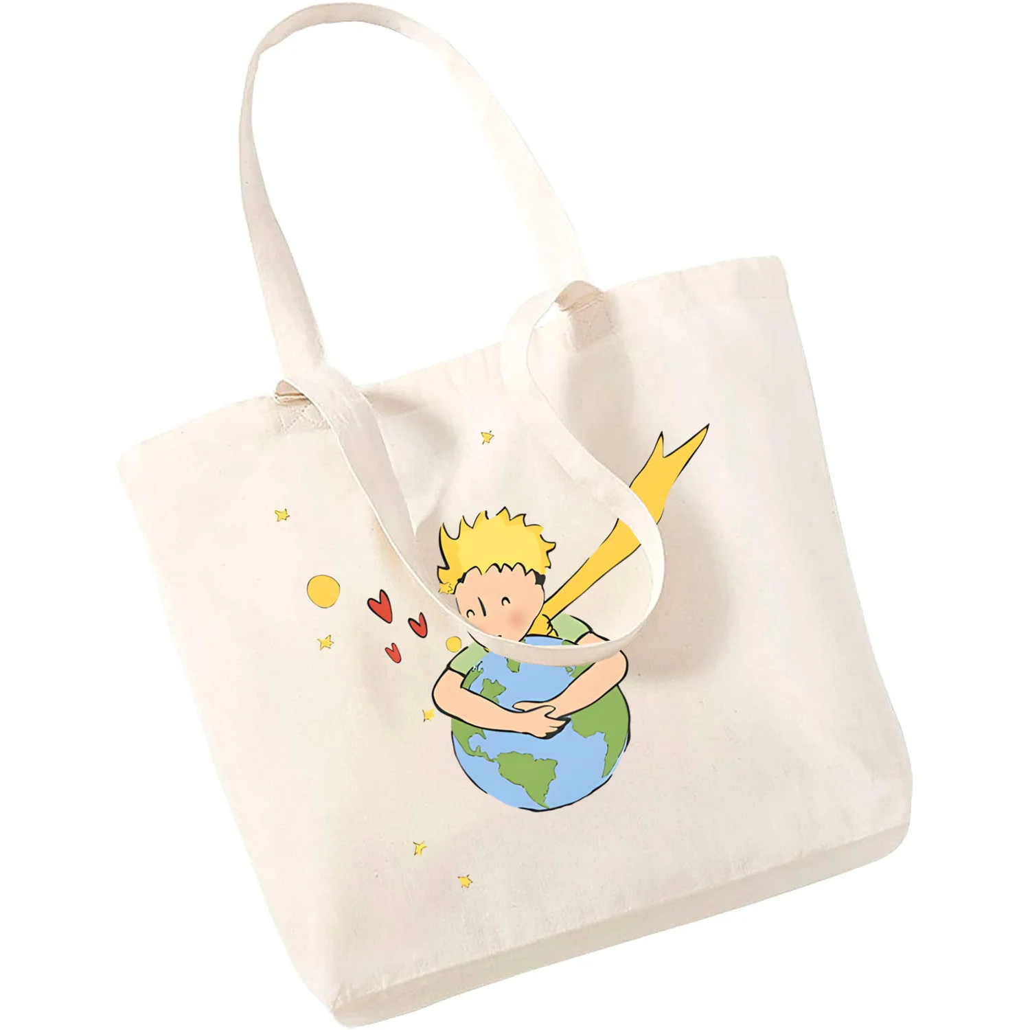 Borse A Tracolla Da Donna Little Prince Earth Space Art Canvas Bag Totes Borse Per La Spesa Con Stampa Semplice Ragazze Life Casual Pacakge