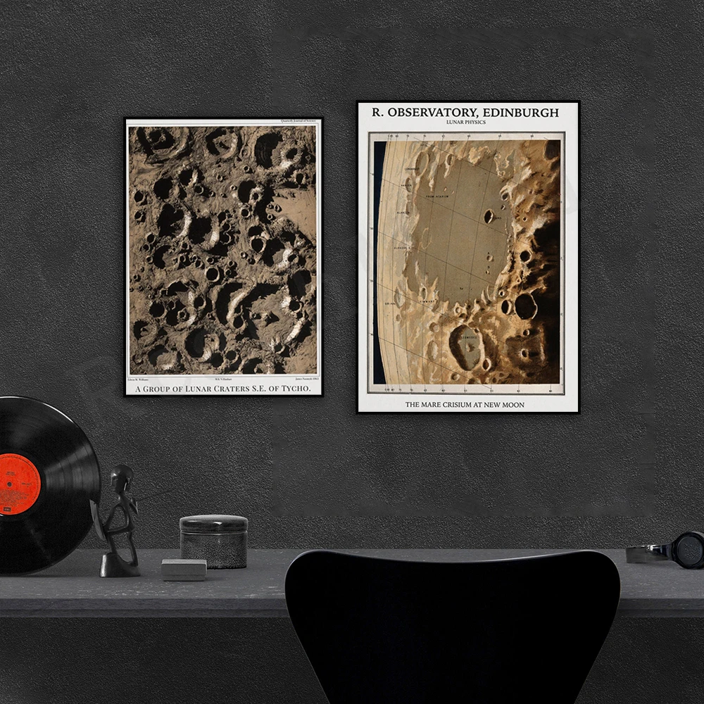 Moon Moon Astronomia Poster Vintage Wall Art, Vintage Space Poster, Moon Map Wall Art Moon Poster