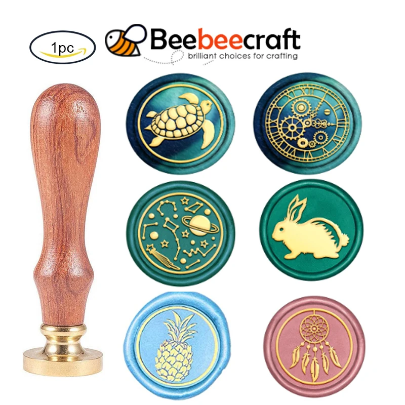 1Pc Turtle Wax Seal Stamp Sea Turtle Vintage Sealing Wax Timbri Retro Wood Stamp Testa In Ottone Rimovibile 25Mm Per Matrimonio