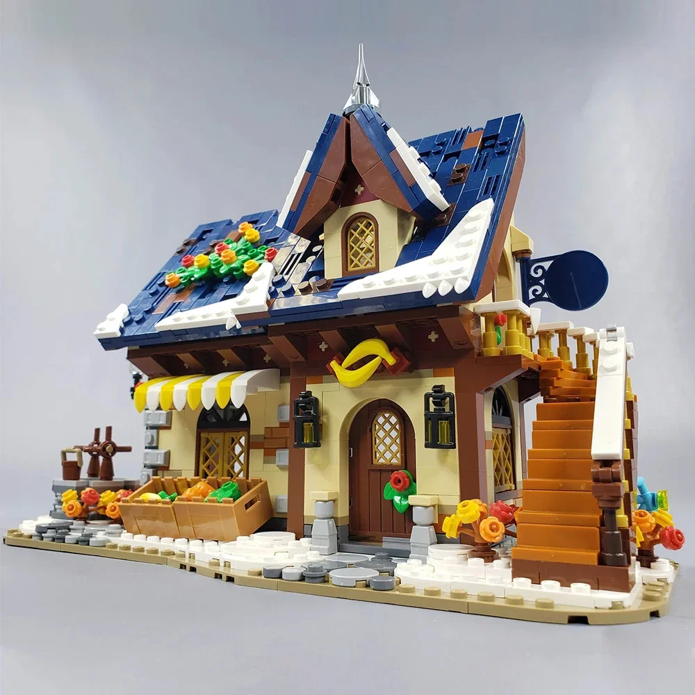 Moc Street View Modular Winter Grocer Village Building Blocks Set Winter Store Winter Church Model Toys For Kids Regali Di Natale