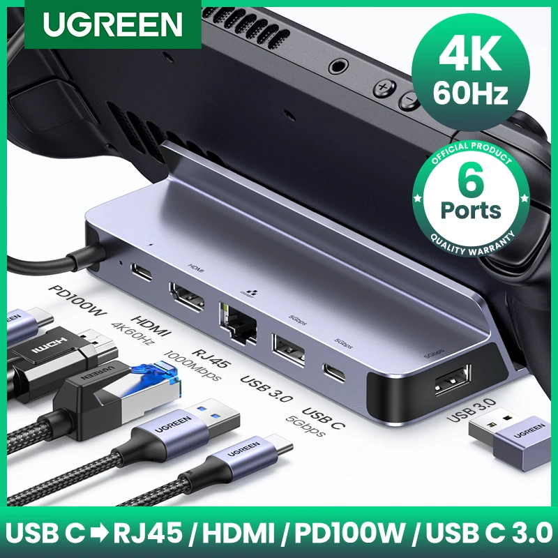 Docking Station Ugreen Usb C Tipo C A Hdmi 4 K60Hz Rj45 Pd100W Dock Per Steam Deck Nintend Switch Macbook Pro Air Pc Hub Usb 3.0