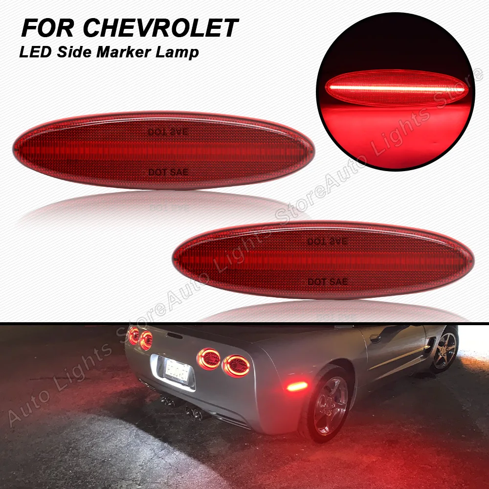 2 Pezzi Per Chevy Chevrolet Corvette C5 1997 1998 1999 2000 2001 2002 2003 2004 Corvette C5 Led Posteriore Rosso Indicatore Laterale Lampada Luce