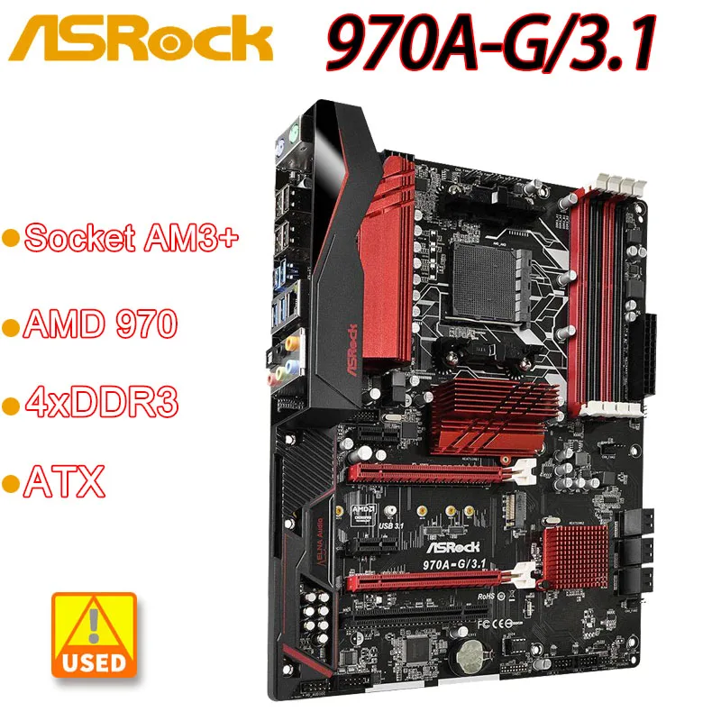 Scheda Madre Am3 + Asrock 970A-G/3.1 Amd 970 4 Xddr3 6Xsata Iii M.2 Usb 3.1 Atx Per Cpu Amd Phenom Ii X6 X4 X3 X2