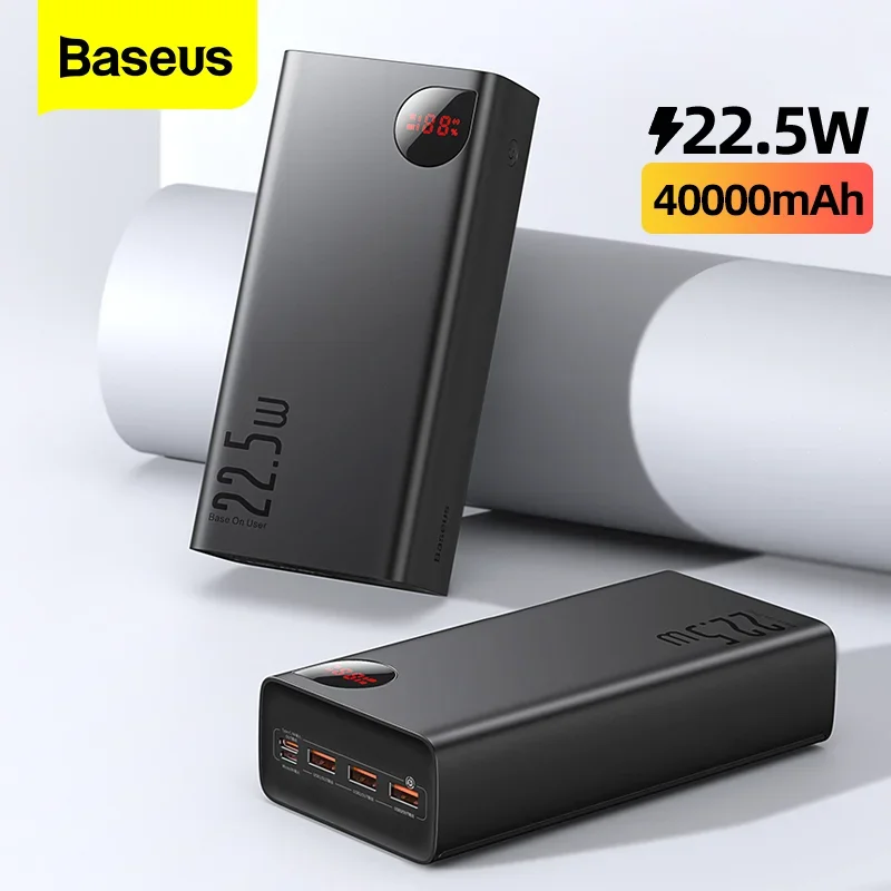 Baseus Pd 65W Power Bank 30000Mah Caricabatteria Esterno A Ricarica Rapida Caricabatterie Portatile 20000Mah 40000Mah Powerbank Di Grande Capacità
