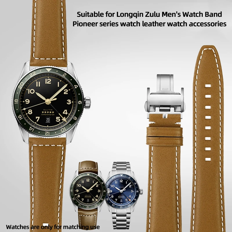 Cinturino In Pelle 21/22Mm Per Longines Spirit Rolex Black/Green Water Ghost Omega Seamaster 300 Cinturino Per Orologio Freddo Italiano Di Fascia Alta