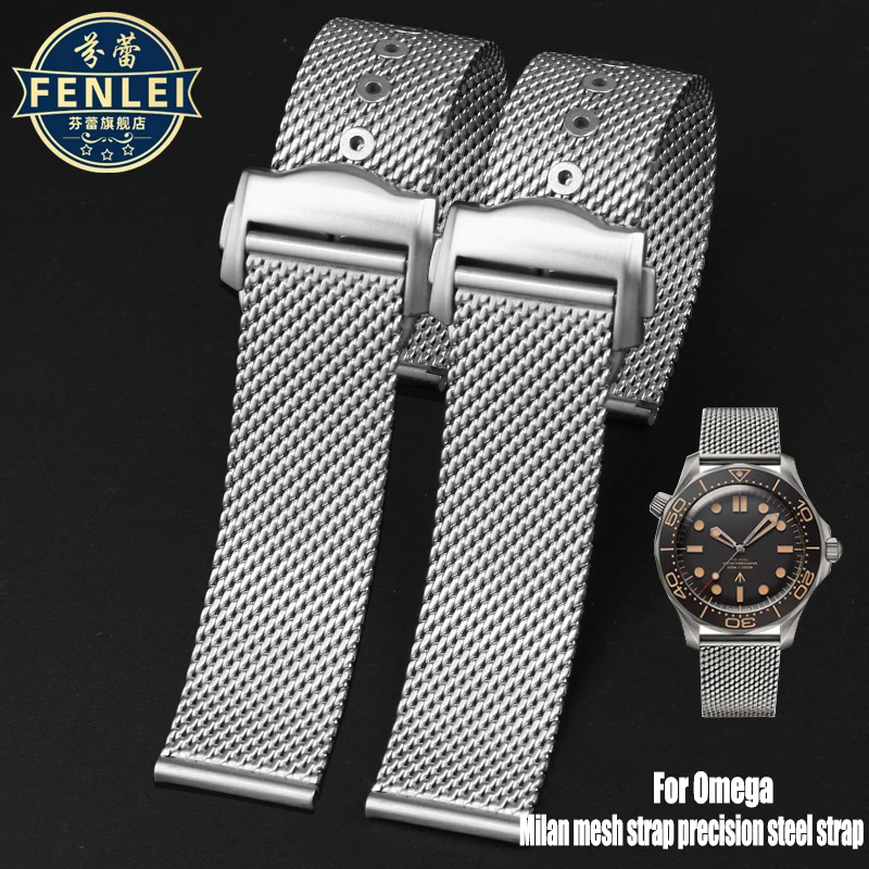 Cinturino In Acciaio Inossidabile Da 20Mm Per Omega 007 Heimdallr Seamaster 300 Luxury Shark Milan Mesh Band Bracciale Accessori Di Ricambio