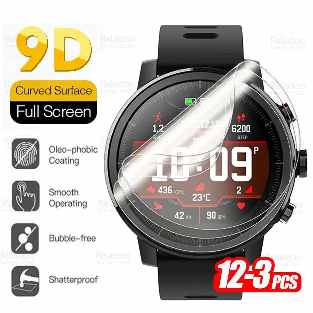 12-3Pcs Pellicola Idrogel A Colla Piena Per Huami Amazfit Stratos Pellicola Salvaschermo Smart Watch Stratos Cover Pellicola Protettiva Morbida Non In