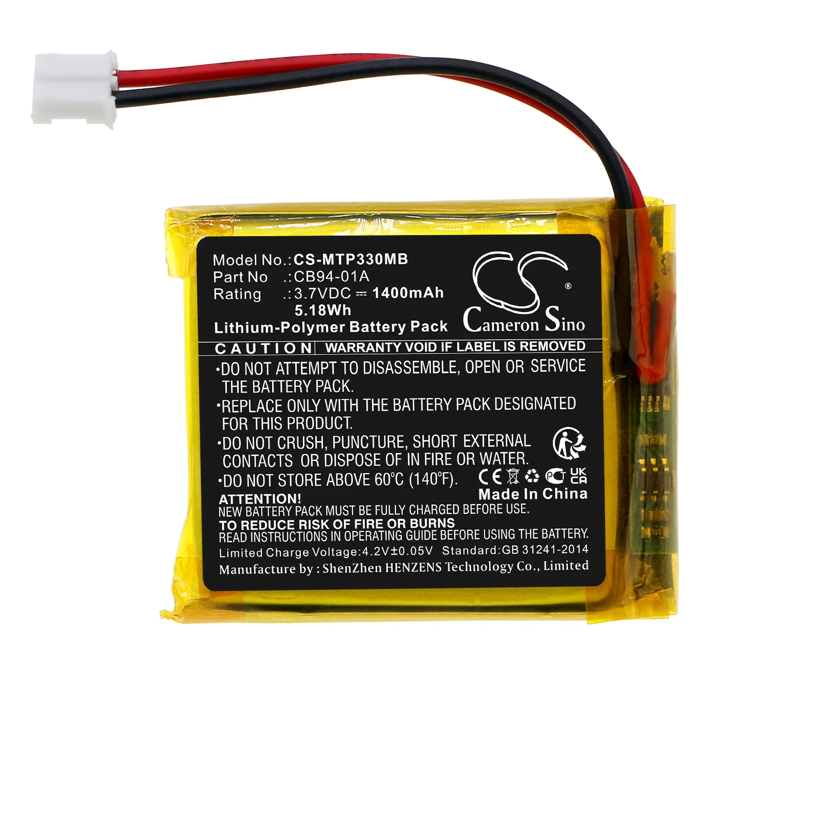 Batteria Cs 1400Mah Per Motorola Cb94-01A Video Baby Monitor Mbp18 Mbp18Pu Mbp26 Mbp26Pu Mbp27T Mbp33 Mbp33Bu Mbp33P Mbp33Pu