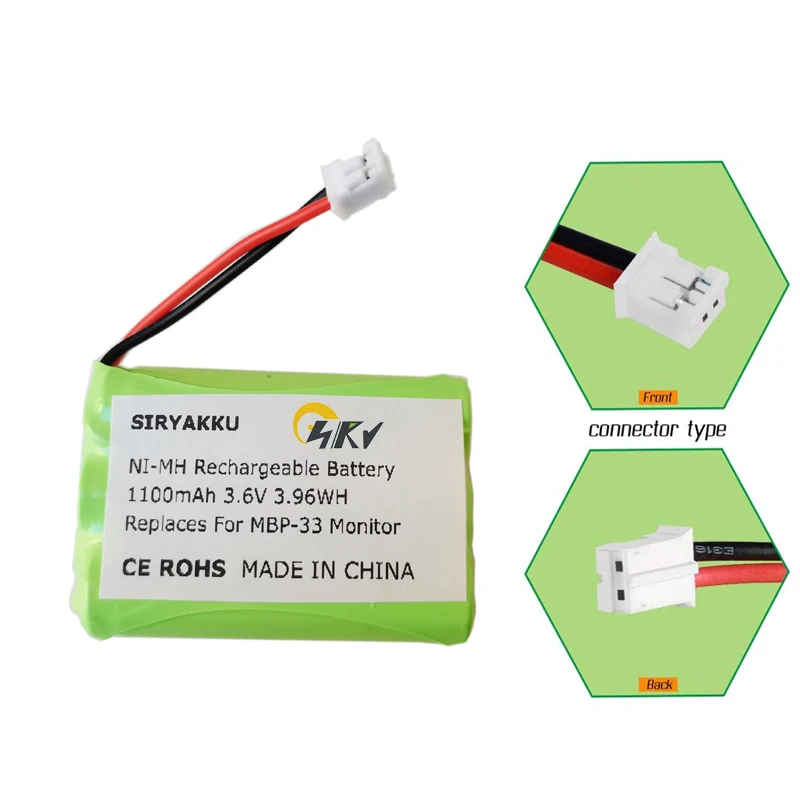 Batteria Del Monitor Del Bambino Di Mbp36 Mbp36S Mbp36Pu Mbp43 Cb94-01A Batteria Della Sostituzione Mbp33 Ni-Mh Di 3.6V 1100Mah Per Motorola Mbp-33 Mb