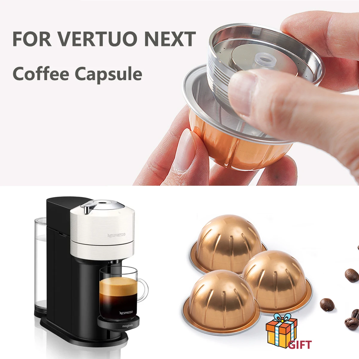 Capsula Riutilizzabile In Acciaio Inossidabile Per Nespresso Vertuo Next Machine Filtro Per Caffè Ricaricabile Vertuoline Pop Con Pod Originale