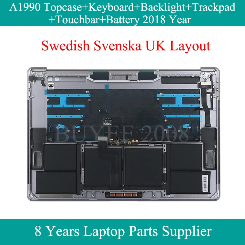 Originale A1990 Top Case 2018 Per Macbook Retina A1990 Topcase Tastiera Svedese Retroilluminazione Trackpad Touchbar A1953 Batteria