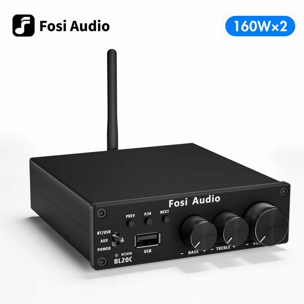 Phoaudio Bl20C Con Alimentatore 32V Bluetooth 5.0 2.1 Hifi Amplificatore Ricevitore Audio Mini Classe D Amp U-Disk Player 160W X2